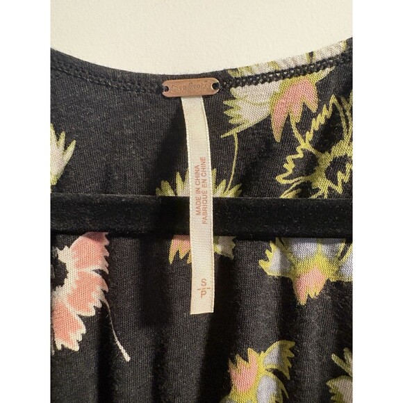 Free People Love Potion Tank Womens Small Black Floral Sleeveless Split Back - Picture 3 of 5